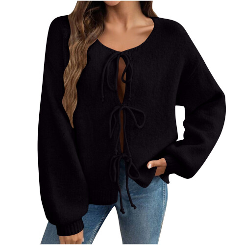 French Premium Wool Knit Cardigan Long Sleeve Open Front 1