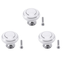 3 x Keramik Tür / Kleiderschrank / Schrank / Schrank Knopf Griff Schublade Weiß