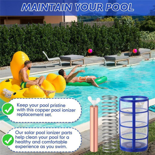 6-Piece Copper Anodized Replacement Kit,Includes Copper Anodes,Basket Screens,Springs and Screws,for Solar Pool Ionizers 2