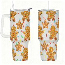 Gingerbread Christmas Tumbler with Lid and Straw