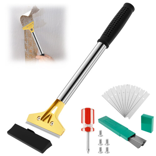 Wallpaper Scraper Tool with Ergonomic Rubber Handle and 10