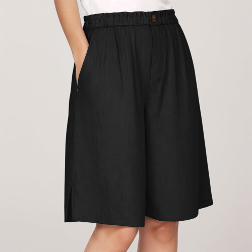 Women's Elastic Waist Shorts Black S 1