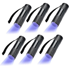 6er-Pack UV-Taschenlampe mit 9 LEDs – Tragbare Mini-Inspektionsleuchte aus Aluminium für den Außenbereich (Batterien nicht e