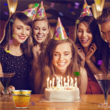 3X Golden Plastic Cups 9 Oz Disposable Cup Plastic Wine Glass Party Cups Transparent Plastic Cup for Parties
