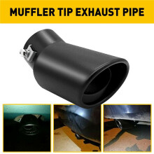 2X Car Trim Exhaust Pipe 63mm Stainless Steel Bend Muffler Tip Tail Throat Black