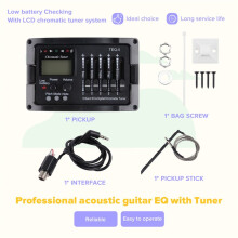 5 Band Acoustic Guitar Preamp EQ Equalizer Classical Acoustic Guitar Amplifier Digital Blend Tuner Piezo Pickup Without Tail Pin