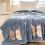 Queen Size 3D Fleece Blanket Grey Reindeer Snowflake Design 2