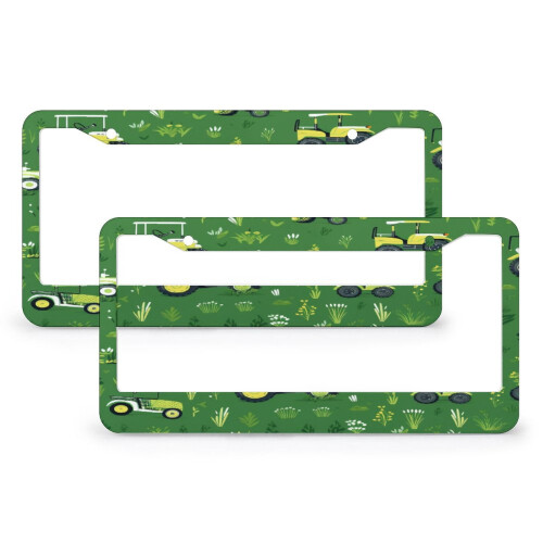 Green Tractor License Plate Frames Aluminum 2pcs