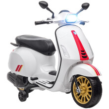 12V Vespa Licensed Kids Electric Motorbike w/ Music, Lights, FM Radio, for 3-6 Years - White