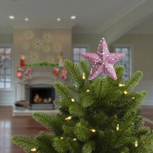 Pink Star Christmas Tree Topper Glitter Foam 7 x 5.9 inches