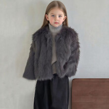 Girls Faux Fur Winter Coat Fleece-Lined Casual Jacket 1-12