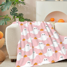 Halloween Flannel Throw Blanket Pink 30x39 Inch