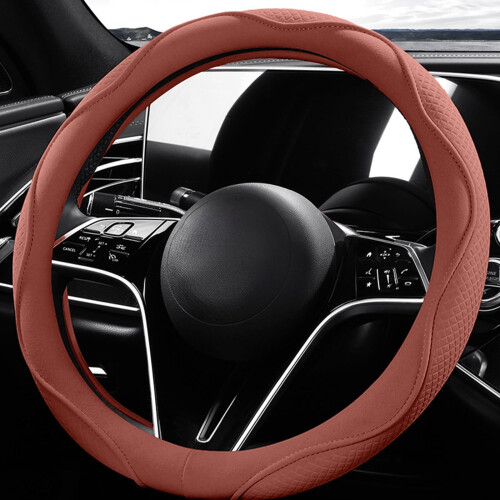Leather Steering Wheel Cover Anti-Slip Microfiber 14.5–15