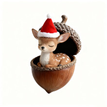 Forest Animal Acorn Ornament Elk Red Hat Pine Cone Woodland
