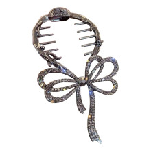 Butterfly Hair Claw Clips with Pearls and Rhinestones Black
