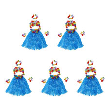 30 Set Hawaiian Grass Skirt Flower Hula Lei Wristband Garland Fancy Dress Costume -