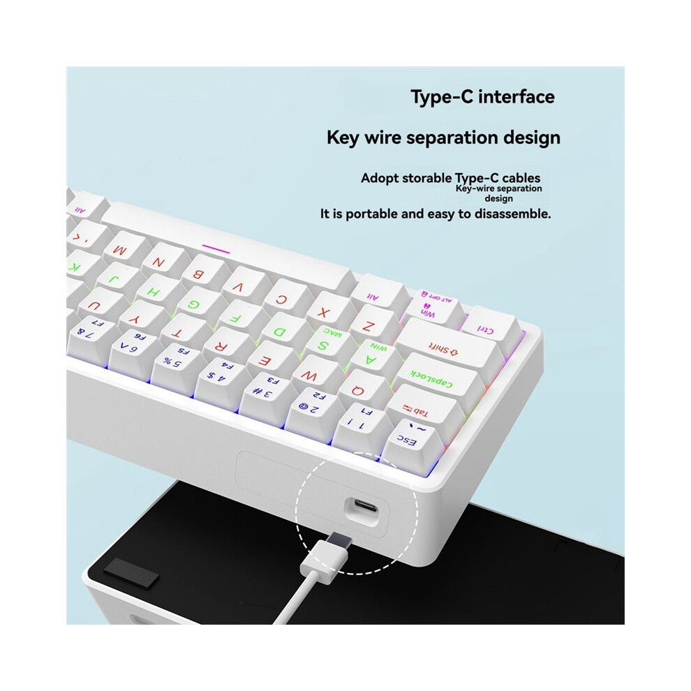 Keyboard Key Led 68 Key Mechanical Keyboard USB Wired RGB Backlight LED Red Keyboard for ...
