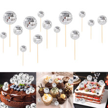 Disco Mirror Ball Cake Topper Set Silver 3 Pieces