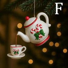 Teapot Ornament Holly Berry Christmas Decor