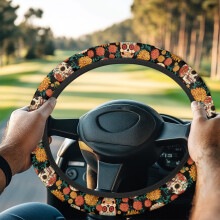 Skull Flower Golf Cart Steering Wheel Cover Universal
