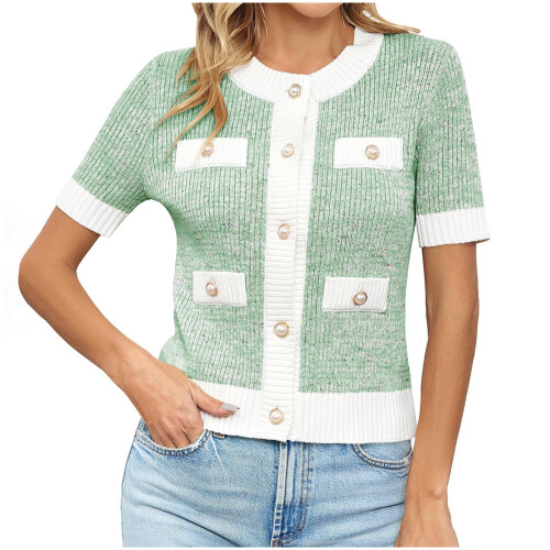 Women's Button-Down Cardigan Sweater Cropped Lightweight