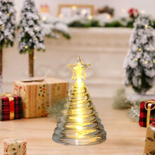 Glass Christmas Tree Lighted Tabletop Night Light