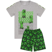 (7-8 Years) Minecraft Short Sleeve Short Leg Pyjama Set (Boys Green)