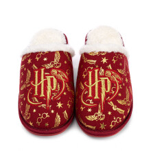 (2 UK Child) Harry Potter Mule Slippers (Girls Red)