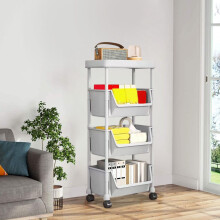 Mobile Desk Storage Rack with Wheels, 3-Tier