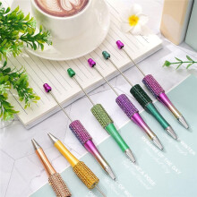 18 Stück Diamant-Perlenstift, 18 Farben, Kunststoffperlen-Kugelschreiber, Mehrfarbige, Einziehbare Schreibstifte, Perlen-Bastelstifte