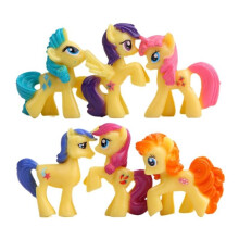 (Yellow)My Little Pony animação tema 6 peças brinquedo personagem PVC micro decoração paisagem