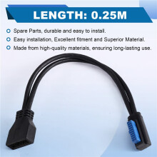 USB 3.0 19Pin Motherboard Front and Rear Panel Connector Cable 19 Pin Male to Female Extension Cable with Right Bend