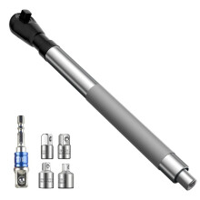 1/2In Offset Heavy Duty Extension Wrench, Impact Ratchet Extension for Drills, 5 Size Adapters, Perfect for Tight Spaces