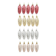 20PCS Christmas Pine Cone Decor Christmas Tree Hanging Ornament Gold Red Plastic Pine Cone for Christmas Decoration