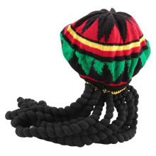 Rhasta Rasta Hat Jamaica Beanie Knit Crochet Slouchy Bob Marley Reggae Style Cap Green/ Yellow/ Black/ Red