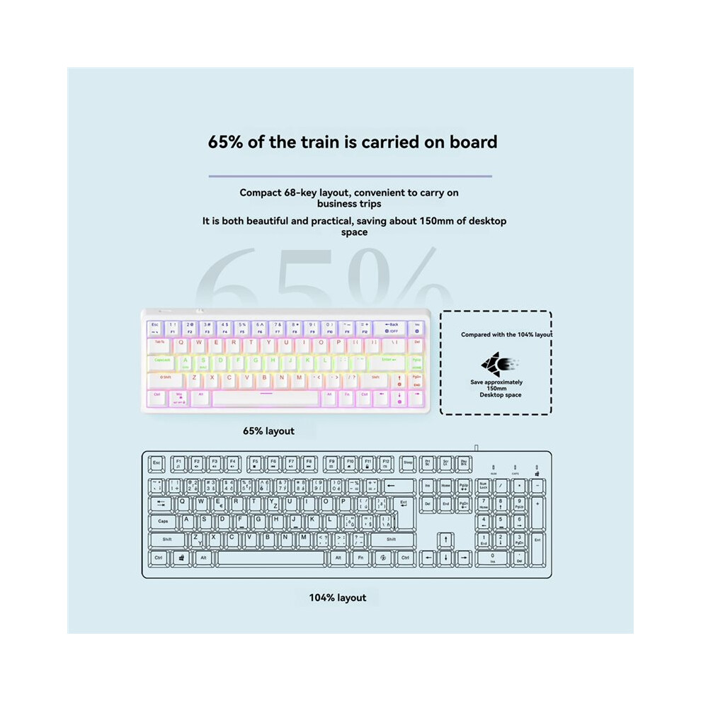 Keyboard Key Led 68 Key Mechanical Keyboard USB Wired RGB Backlight LED Red Keyboard for ...