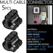 5 Pcs Black Insulated Multi Cable Connector, 3 Electric Wire Connectors and Soldering Lugs,Cable Splicers 14-4AWG