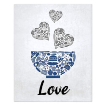 8X Blauw Marine Kobalt Grijs Wit Vintage Inspirerende Keuken Restaurant Café Bar Muur Kunst Decoraties Eten Drinken Liefde Wijn