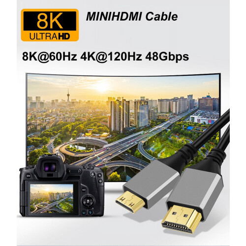 miniHDMI Cable v2.1 1m 2m 3m 5m 48Gbps 8K@60Hz 2