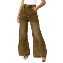 Women's Straight Leg High Waisted Khaki Denim Jeans