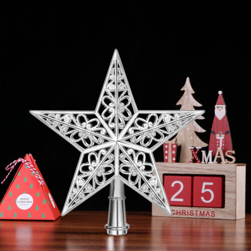 Silver Christmas Tree Star Topper Plastic 1 Piece 2