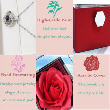 Rose Ring Box Rotates 360 Velvet Jewelry Box Eternal Rose Box Valentine's Day 's Day for Romantic Gifts,Lake