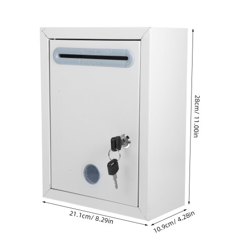 Locking Mailbox with Letter Slot Wall-Mounted Metal Drop Box 1