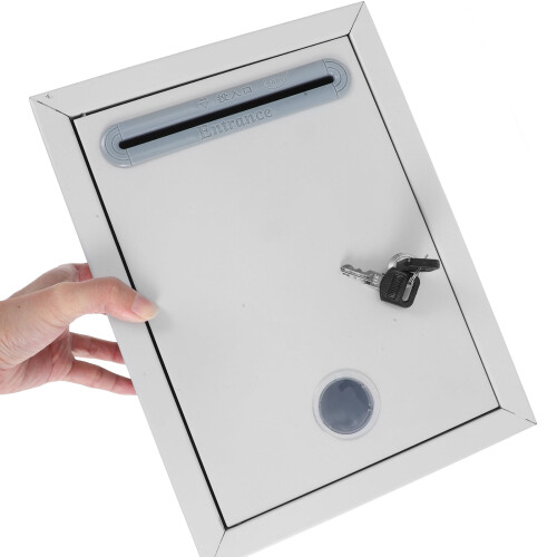 Locking Mailbox with Letter Slot Wall-Mounted Metal Drop Box 2