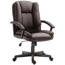Desk Chair, PU Leather Office Chair with Adjustable Height and Swivel Wheels, for Home Work Study, Brown