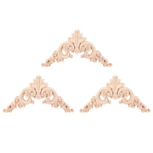 3X Niemalowane Drewno DęBowe RzeźBione NarożNe NakłAdki na Meble Home Decor 12,5 X 12,5 cm