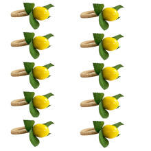 10PCS Handmade Napkin Rings Yellow Faux Lemon with Vine Napkin Ring for Wedding, Dinner Party, Banquet, Serviette