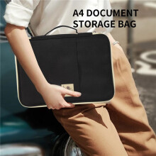 A4 Document Opbergtas Waterdichte Oxford Doek Multifunctionele Business Organizer Tas Bestandsmap Briefpapier Organizer Rits (Zwart)