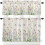 Floral Kitchen Curtains Set Green Blue Pink 3-Piece 1