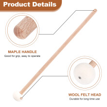 2 Pieces Double Drum Cymbal Gong Mallet Soft Hammer Sticks Mallets Rods Hammer 385mm